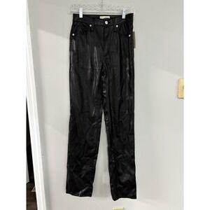 Universal Thread Jeans Womens 2R Black Coated Faux Leather High‎ Rise Straight